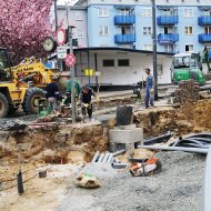 Bauarbeiten an der Haltestelle Buchrainplatz